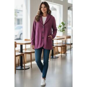 Cuddl Duds Women’s Fleece Jacket Medium Magenta Purplish Stretch Sweater
